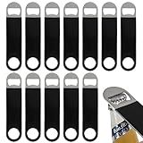 Zopnny 12 Pack 7 Inch Beer Opener with Rubber Coated, Flat Beer Bottle Openers, Stainless Steel Beer Openers(Black)