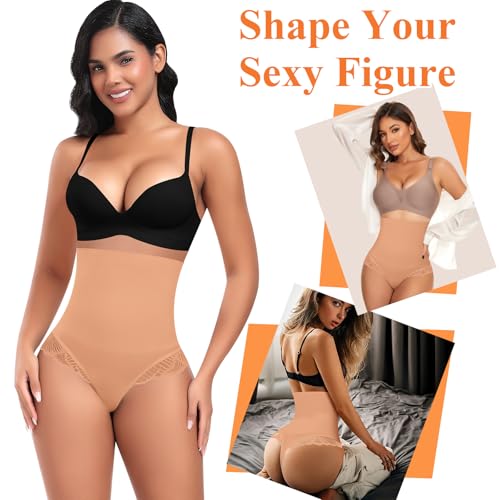 Image of Werena Tummy Control Thong Shapewear for Women High Waisted Body Shaper Panties Shaping Thong Girdle Underwear