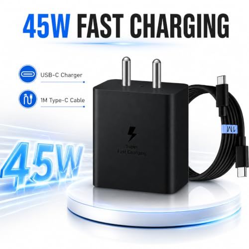 Image of 45W USB-C Charging Power Adapter Super Fast PD 1m Type-C Cable Charger Block Compatible with Galaxy S6 /S7 /S8 /S9 /S10 /S20 /S21 /S23 /S24 / Z Flip8 (FE, Edge, Plus) 45watt Quick Charge for C-Type Devices