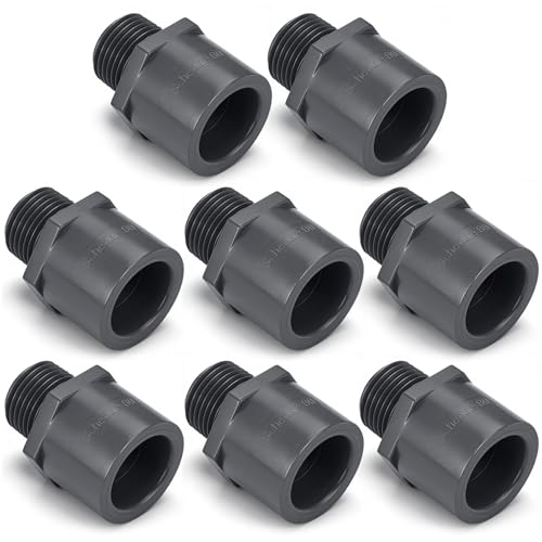 Image of 8 Pcs 1 /2 Inch PVC Pipe Fitting Male Adapter Schedule 80 Socket x Npt Compatible with 836 Series Heavy Duty Industrial Grade Corrosion Resistant Plumbing Irrigation Connector for Water