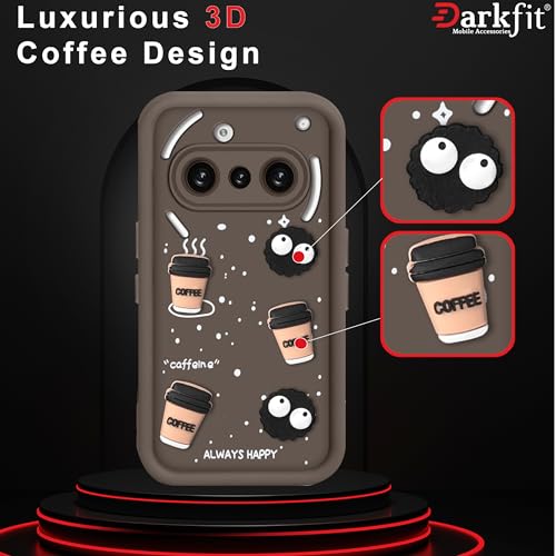 Image of Back Case Cover Compatible with Nothing Phone 3A 5G | Cute Fun Cartoon Ball 3D Coffee Silicone Case | Body Protection | Camera Protection | Shock Proof | Color Brown | Pack of 1