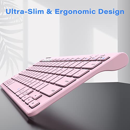 Fintie Gigapower Multi-Device Universal Wireless Bluetooth Keyboard With Foldable Stand For Ipad Samsung Surface Tablet Smartphone Pc Macbook, Ios, Android, Windows Tablets Phones (Pink) #TOP7