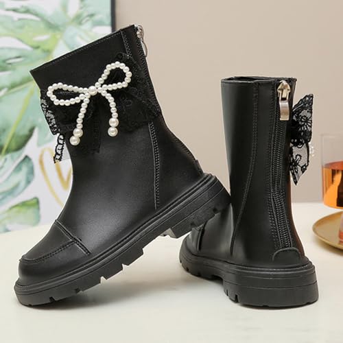 Girls Mid Calf Boots Fashion Bowknot Booties Casual Zipper Ankle Shoes Winter Dress Footwear4