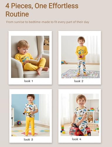 PATPAT 4-Pieces Baby Pajama Sets with Organic Cotton, Snug fit Pjs for Girls Boys Toddler Kids, Supersoft & Stretchy Sleeper2