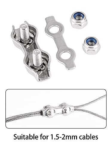 Tootaci TAXIGSSHDJIAM2-W40 24Pcs 1/16 Inch Cable Clamps M2 Duplex Wire Rope Clips,304 Stainless Steel Rope Clamps thumb #3