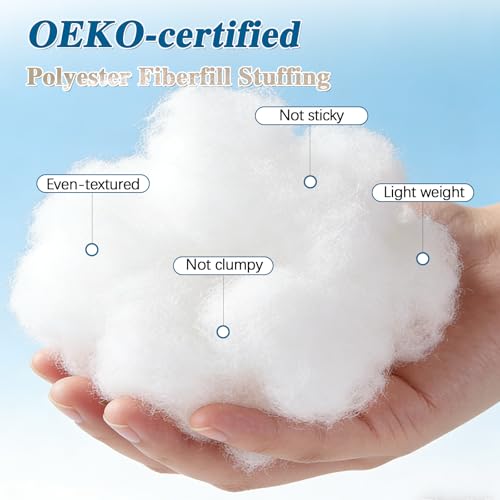 Image of 80oz Soft Polyfill Stuffing, Fluffy Pillow Stuffing Filling for Pillow, Couch Cushion, Cloud Project, Stuffed Animal, Craft, Machine Washable Polyester Fiberfill for Crochet, Pet Bed, Plushies