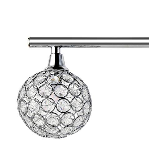 Image of JONATHAN Y 23 inch Chrome Maeve Modern Glam LED Vanity Light Sconce for Bathroom, Clear Crystal Globe Shade, Art Deco Wall Light for Hallway Entryway (JYL7536A)