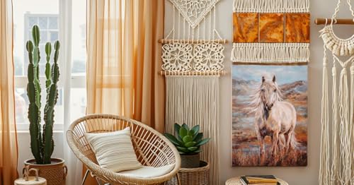 Image of Yihui Arts Vintage Horse Pictures - Rustic Farmhouse Canvas Wall Art for Modern Contemporary Decor