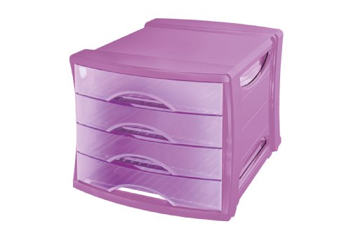 Preisvergleich Produktbild Esselte 623576 Europost Schubladenbox mit 4 Schubladen, transparent / violett