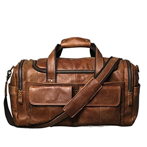 Vintage Men's Hand Luggage Bag Travel Bag Genuine Leather Large Capacity Single Shoulder Messenger for 14 Inch Laptop