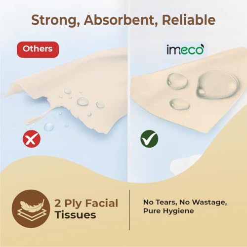 Image of IMECO Bamboo Facial Tissue Papers -200 Pulls (Pack of 3), 600 Pulls - 2 Ply, Premium Soft, Biodegradable & Skin Safe, 100% Natural and Ecofriendly, Soft tissue pack