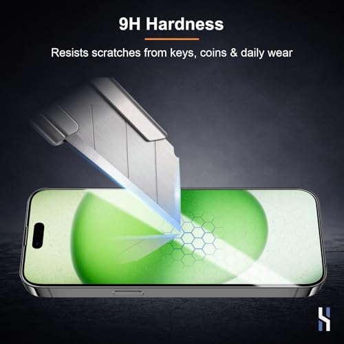 Image of Tempered Glass for iPhone 15 Plus | 16 Plus (2026 Edition) Military Grade 9H Screen Guard, Anti-Scratch, Shatterproof, Edge-to-Edge Full Coverage