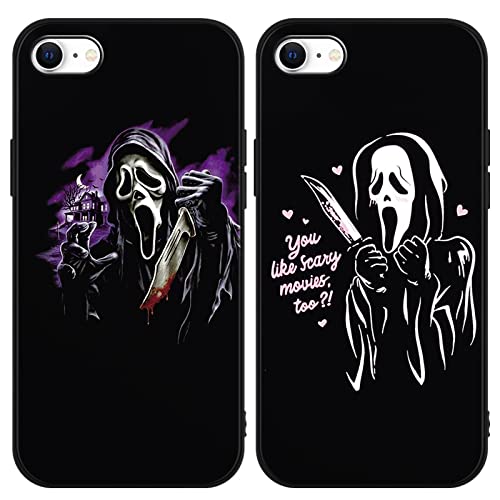 2 × Cool Phone Case For Iphone 8/7/Se 2020 2Nd/Se 2022 3Rd Generation Case Silicone 4.7",Scream Horror Movie Pattern Printed, Skull Design For Women Men Boys Girls,Black Cases Funda Para Iphone8,Ghost #TOP8