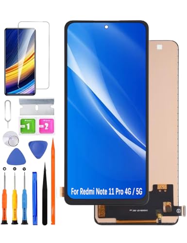 HLYGZX Pantalla de repuesto para Xiaomi Redmi Note 11 Pro 4G / 5G Pantalla LCD TFT, 2201116TG 2201116TI 21091116I 2201116SG Pantalla LCD Pantalla LCD Touch Digitizer Assembly Kit de piezas de