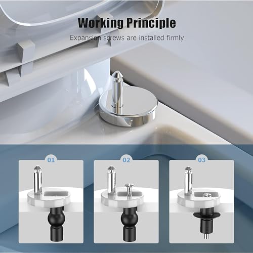 Upgrade Toilet Seat Fixings Quick Release, Universal Toilet Seat Top Fittings Quick Release Toilet Seat Hinges for WC Toilet Blind Holes (2 Pack) - Image 4
