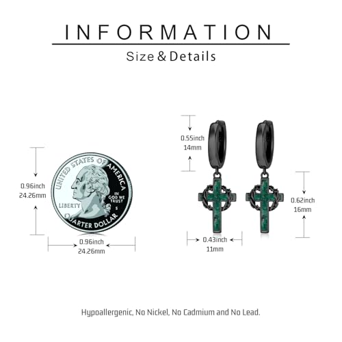 Cross Hoop Earrings for Men Women 925 Sterling Sliver Black Cross Dangle Earrings Christian Jewelry Catholic Gifts for Men Women4
