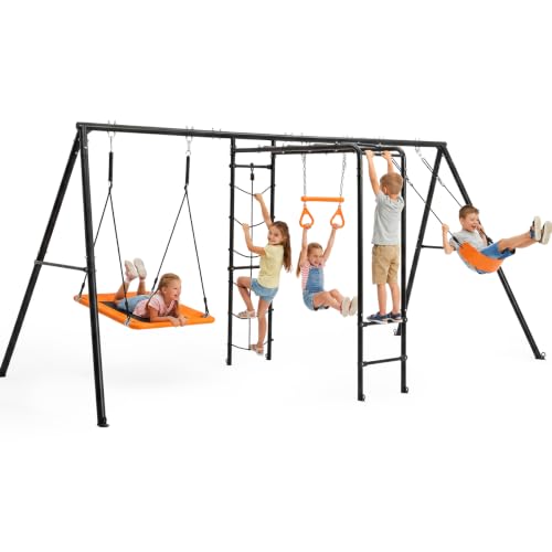 Hapfan 5-in-1 Swing Set with Monkey Bars