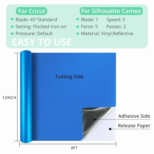 Htvront SG-JST-0819-US Blue Shimmer Permanent Vinyl For Cricut Machine, Blue Glitter Permanent Vinyl Rolls - 12 Inch X 8 Ft Adhesive Vinyl For Cricut, Silhouette, Cameo, Signs, Scrapbooking, Craft, Die Cutters thumb #4