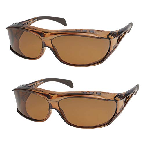 [�Ό��I�[�o�[�O���X] �ԕ��h�~�E�h�o�΍� Polarized Over Sunglasses 2�Z�b�g �N���A�u���E��X�N���A�u���E��