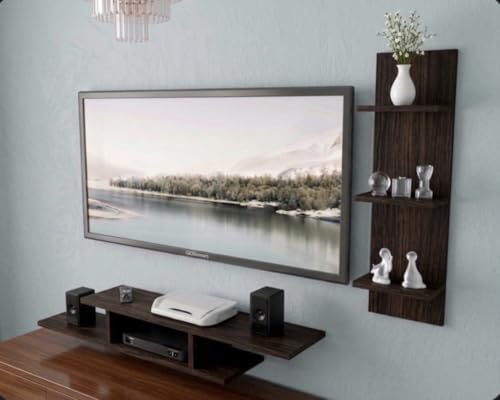 Image of Bros Moon Engineered Wood 48 inches Base TV Stand with Storage Shelf and Foot Pad Entertainment Console for Set Top Box, Books & Decor, Wenge White Finish (Suits tv Upto 48 inches)