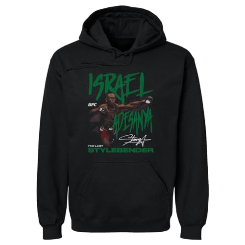 500 LEVEL Israel Adesanya UFC Mens Hoodie Sweatshirt - Israel Adesanya The Last Stylebender WHT (Black Large)