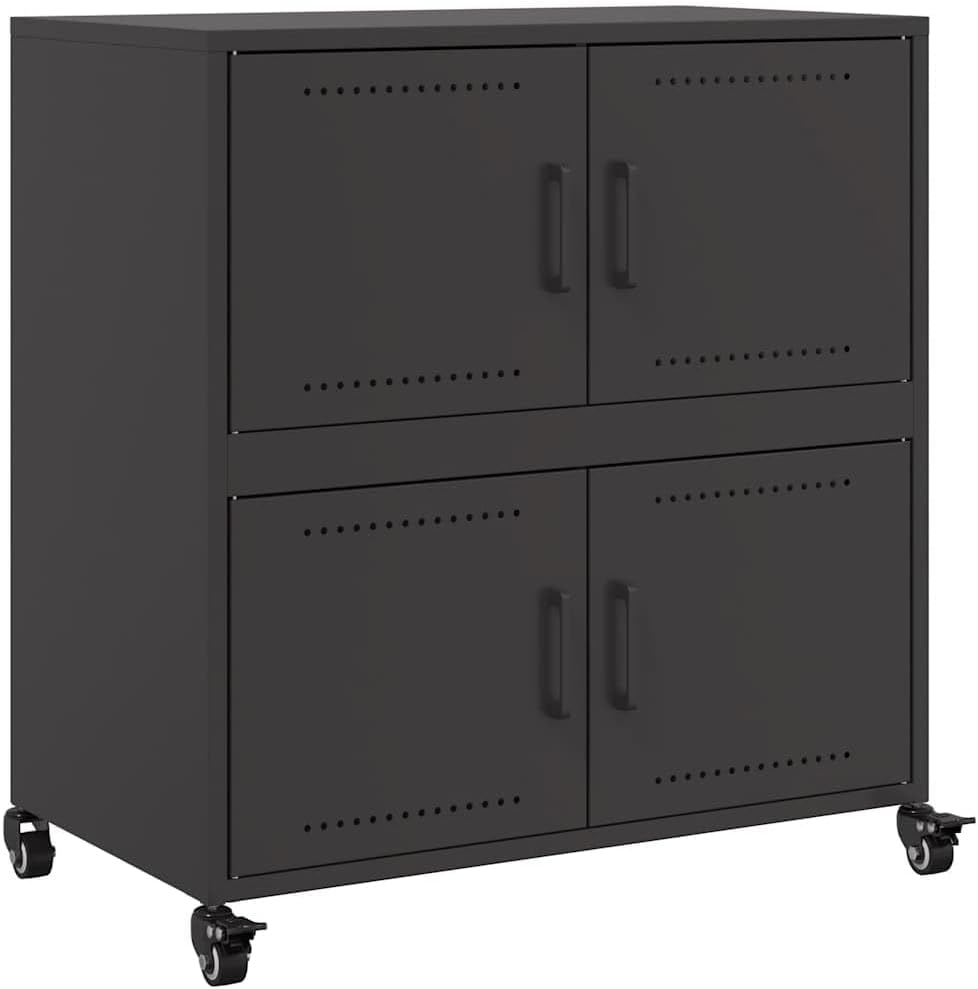 vidaXL Sideboard, Cupboard with Door, Sideboard Cabinet for Living Room, Home Organizer, Storage Furniture, Black Cold-Rolled Steel