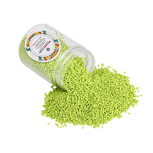 Image of Mandala Crafts 11 /0 Glass Seed Beads for Beadwork - 13000 Pcs 2mm Lime Green Round Small Rocaille Beads for Jewelry Making, Necklace Bracelet Earring Craft Supplies