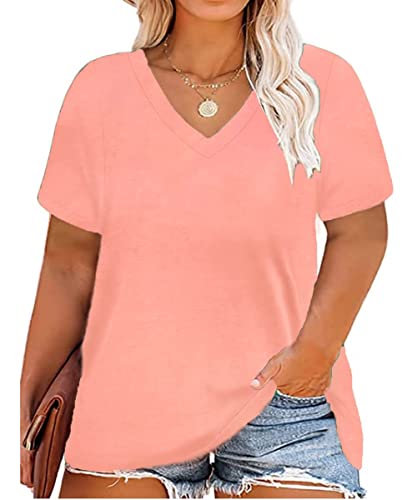 Image of RITERA Women Plus Size Tops Tie Dye V Neck Shirt Floral Camo Summer Short Sleeve Tunic Oversized Ladies Blouse XL-5XL