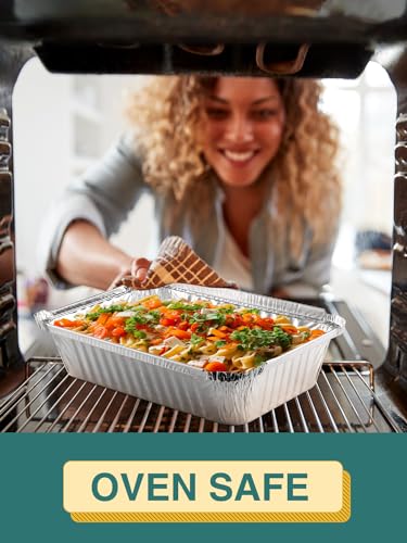 Image of NEEBAKE 50 Pack 8x6 Disposable Aluminum Pans with Lids Aluminum-Foil-Pans-Tin-Foil-Baking-Pans-Tin-Trays-Food-To-Go-Containers-for-Meal-Prep-Cooking-Roasting-Heating-Takeout