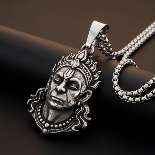 Image of THE MEN THING - Sanatan Divine Symbols Oxidised Pendant Necklace with 24inch Round Box Chain for Men & Boys
