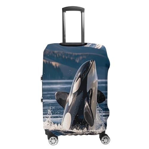 Orca Killer Whale Luggage Cover, Washable Elastic Suitcase Cover Protector Fit 18-32 Inch Luggage4