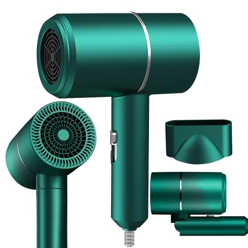 LYPPUL Asciugacapelli Ionico, 800W Asciugacapelli da Viaggio Pieghevole, Phon da Viaggio Pieghevole 2 Livelli Di Riscaldamento, Maneggevole e Compatto Per Famiglia, Viaggio (Verde)