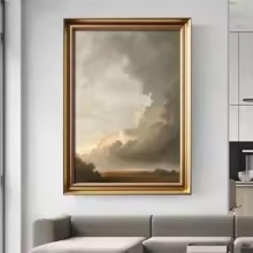 Impression murale nuages et oiseaux paysage ciel vintage décoration salon toile 40x60 cm sans cadre