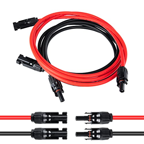 Cable solar 6 mm2, extensión de Kable PV MC4, cable de extensión del panel solar para sistemas fotovoltaicos, enchufe impermeable IP67, 2M Cover