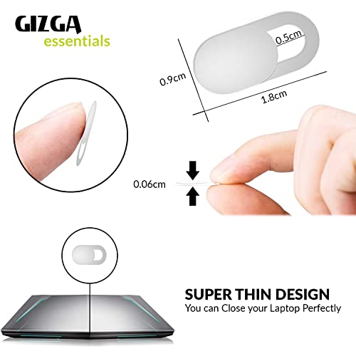 Image of GIZGA essentials Webcam Cover, Privacy Protector Webcam Cover Slide, Compatible with Laptop, Desktop, PC, Smartphone, Protect Your Privacy and Security, Strong Adhesive, Set of 3, White