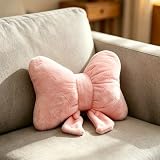 Qnbonrich Schleifenkissen, 3D-Kissen-Dekoration Mit Schleife, Weiches Plüschkissen für Sofa & Couch, Kuscheliges Schleifenkissen, ideal für Wohnzimmer, Schlafzimmer, Kinderzimmer, 30cm (Rosa)