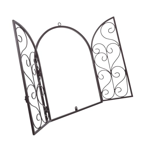 Décoration murale forgé fausse fenêtre cintrée rustique pour jardin et terrasse GETAJGHSD