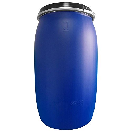 Omologato ADR/ONU Fusto in plastica (HDPE) ad apertura totale, rotondo, capacità 220 Lt, ADR/ONU per solidi (coperchio incluso)