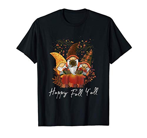 Happy Fall Y'all Women's Shirt Garden Gnome Leopard Pumpkin Camiseta