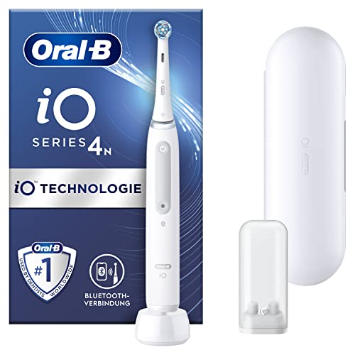 Oral-B iO Series 4 Elektrische Zahnbürste/Electric Toothbrush, 4 Putzmodi für Zahnpflege, Magnet-Technologie, Reiseetui, Geschenk Mann/Frau, Designed by Braun, quite white