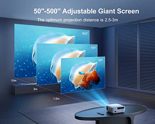 [Auto Keystone] 5G Wifi Bluetooth 5.2 Projector, Wimius Upgrade K7 550 Ansi Lumen Full Hd 4K Projector Outdoor Projector, Zoom, 500'' Display 6D Keystone, 4D,4P Home Theater Projector (Brightest) #TOP5
