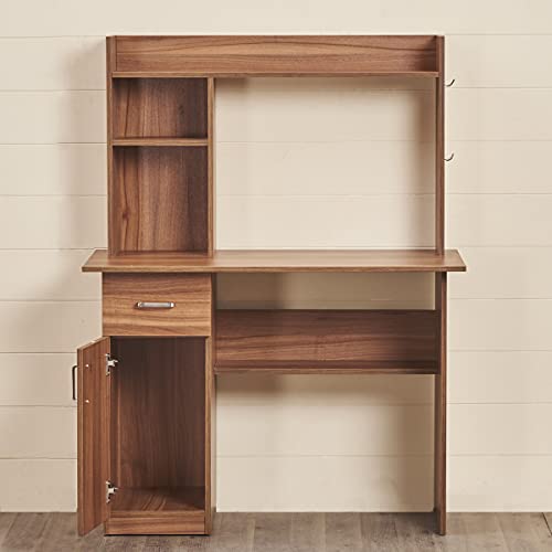 Image of Home Centre Quadro Nxt Study Engineered Wood Desk with Flap - Walnut Finish