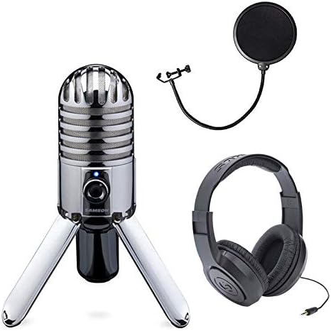 New Samson Meteor Mic USB Studio Microphone + Samson Headphones + Pop Filter - LS15157