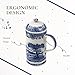 Spode Blue Italian French Press | 28-Ounce Capacity | Espresso, Coffee, and Tea Maker | Porcelain Cafetiere | Stainless Steel Plunger | Dishwasher Safe (Blue/White)