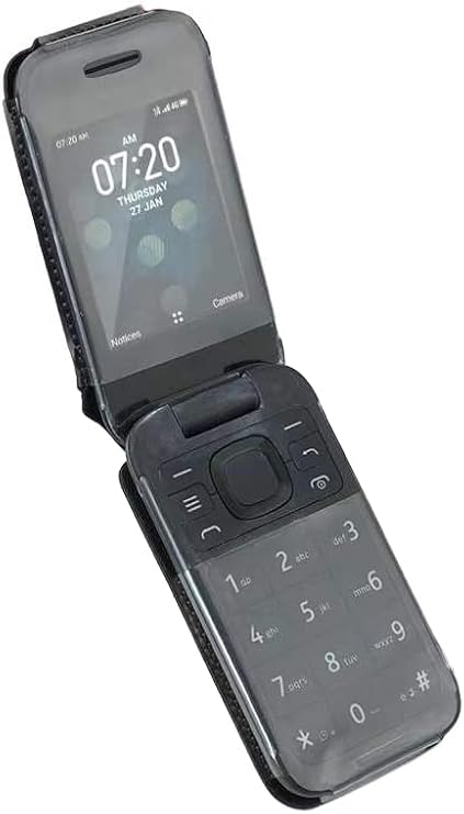 Nakedcellphone Case for Nokia 2760 Flip Phone, [Black Vegan Leather] Form-Fit Cover with [Built-in Screen Protection] and [Metal Belt Clip] for Tracfone N139DL | Vegan Leather, Form-Fit Cover, with Screen Protection, Keypad Guard, Metal Belt Clip