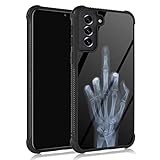 ZHEGAILIAN Compatible with Samsung Galaxy S22 Case,Black Back Pattern Shock-Absorbing Corners Designed Soft TPU Side Protective Case for Samsung Galaxy S22 Women-Skull Hand X-ray