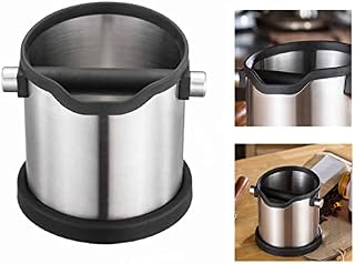 MOVKZACV Coffee Knock Box, Espresso Coffee Grind Bin, Stainless Steel Coffee Grounds Container Knock Out Box, Coffee Bucket with Removable Knock Bar and Non Slip Rubber Pad