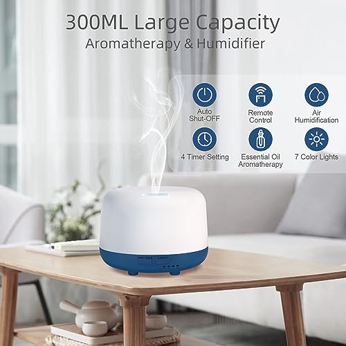 Image of Marchred 300ML Essential Oil Diffuser with Remote Control, 7 LED Color Changing Light,Ultrasonic Cool Mist Scent Humidifier