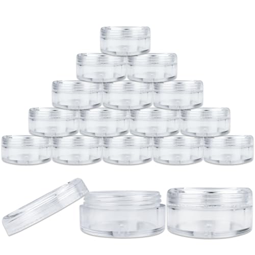 Beauticom 25 Pieces 5 Gram/5 ml Clear Empty Plastic Cosmetic Containers Size Pot Jars Eyshadow Container