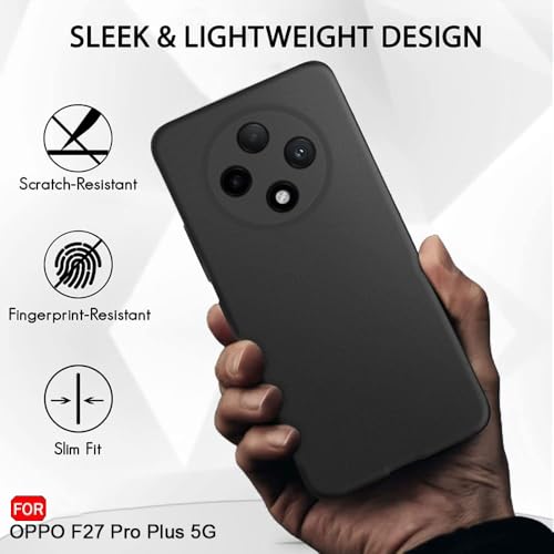 Image of TheGiftKart Sleek Back Cover Case for Oppo F27 Pro Plus 5G | Slim Fit Protective Design | Ultra Matte Finish | Camera Protection Bump | Soft Silicon Back Case for Oppo F27 Pro Plus (Silicone, Black)